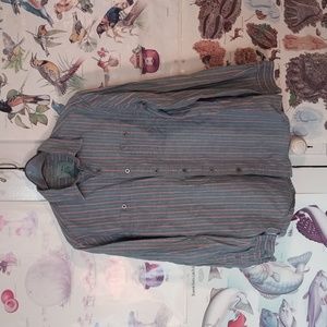 LL Bean blue and red Striped Chambray Work Shirt Men's Med reg